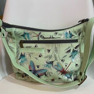 ANUSCHKA Hand-painted Butterfly Leather Shoulder Bag. In great condition!